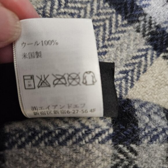 Pendleton Wool Blanket Throw Plaid Navy Cream Made in USA 58x51 Home Collection - Picture 9 of 10